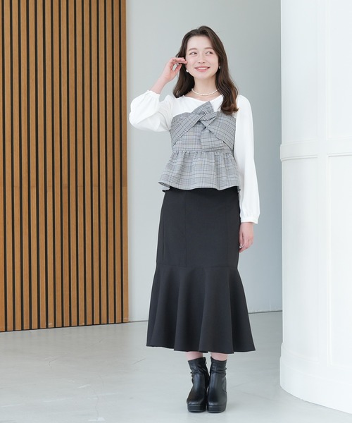 ASTORIA ODIER(アストリアオディール)の「ツイストリボンドッキングブラウス(シャツ/ブラウス・レディース・ブラック/ブラウン/グレー・MEDIUM)」の8枚目の写真