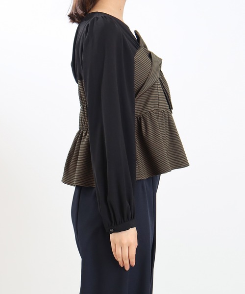 ASTORIA ODIER(アストリアオディール)の「ツイストリボンドッキングブラウス(シャツ/ブラウス・レディース・ブラック/ブラウン/グレー・MEDIUM)」の10枚目の写真