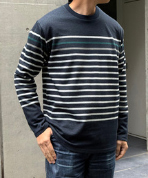 ikka | ジャカード３カラーボーダーロンＴ(Tシャツ/カットソー)