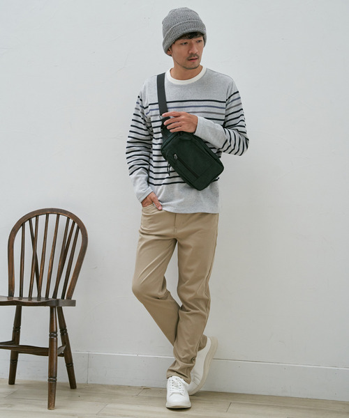 ikka（イッカ）の「ジャカード３カラーボーダーロンＴ（Tシャツ/カットソー・メンズ・ネイビー/ワイン/ブラック/オフホワイト・XL/L/M/S）」の7枚目の写真