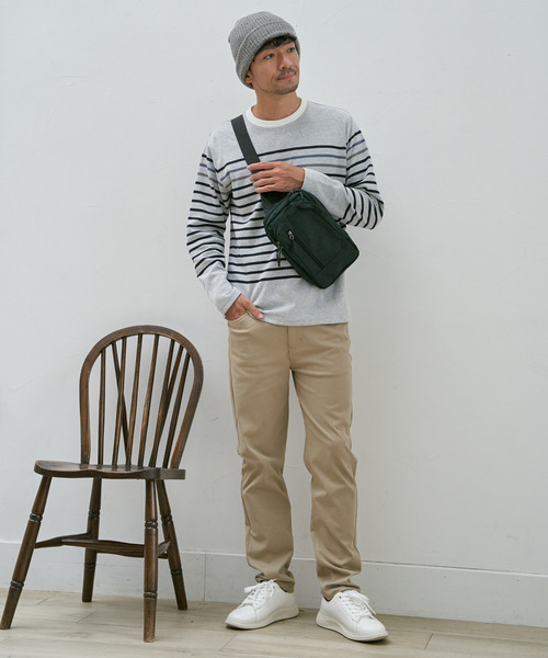 ikka（イッカ）の「ジャカード３カラーボーダーロンＴ（Tシャツ/カットソー・メンズ・ネイビー/ワイン/ブラック/オフホワイト・XL/L/M/S）」の8枚目の写真