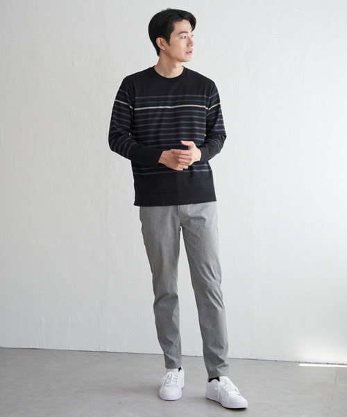 ikka（イッカ）の「ジャカード３カラーボーダーロンＴ（Tシャツ/カットソー・メンズ・ネイビー/ワイン/ブラック/オフホワイト・XL/L/M/S）」の19枚目の写真