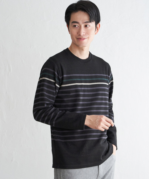 ikka（イッカ）の「ジャカード３カラーボーダーロンＴ（Tシャツ/カットソー・メンズ・ネイビー/ワイン/ブラック/オフホワイト・XL/L/M/S）」の18枚目の写真