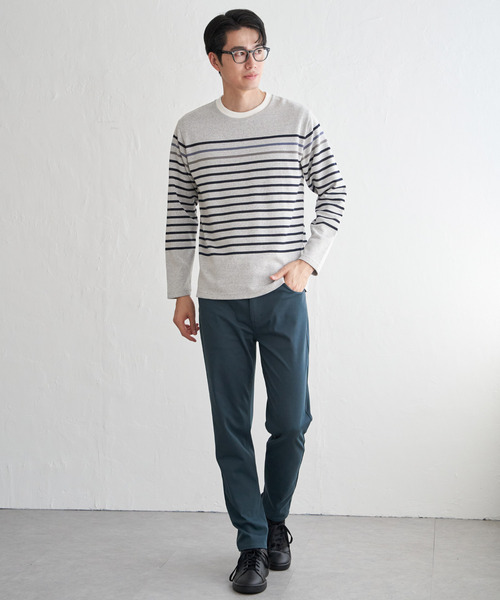 ikka（イッカ）の「ジャカード３カラーボーダーロンＴ（Tシャツ/カットソー・メンズ・ネイビー/ワイン/ブラック/オフホワイト・XL/L/M/S）」の16枚目の写真