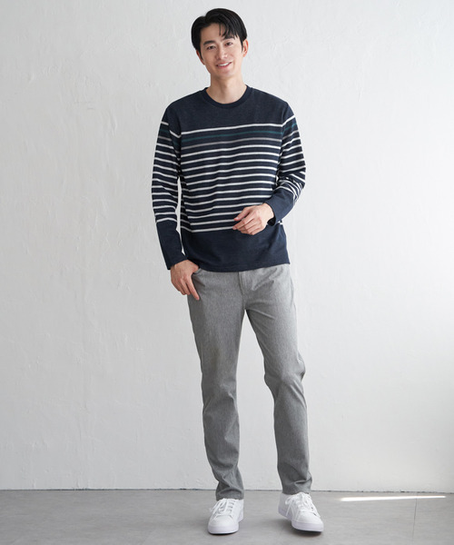 ikka（イッカ）の「ジャカード３カラーボーダーロンＴ（Tシャツ/カットソー・メンズ・ネイビー/ワイン/ブラック/オフホワイト・XL/L/M/S）」の21枚目の写真