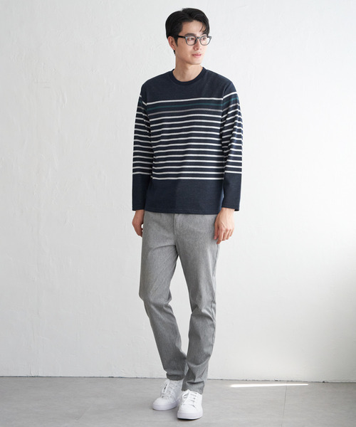 ikka（イッカ）の「ジャカード３カラーボーダーロンＴ（Tシャツ/カットソー・メンズ・ネイビー/ワイン/ブラック/オフホワイト・XL/L/M/S）」の22枚目の写真