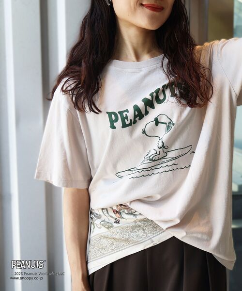 le.coeur blanc（ルクールブラン）の「【PEANUTS】ピグメントTシャツ（Tシャツ/カットソー・レディース・グレイッシュベージュ/ブラウン/チャコールグレー・38）」の14枚目の写真