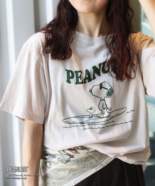 le.coeur blanc（ルクールブラン）の「【PEANUTS】ピグメントTシャツ（Tシャツ/カットソー・レディース・グレイッシュベージュ/ブラウン/チャコールグレー・38）」の20枚目の写真