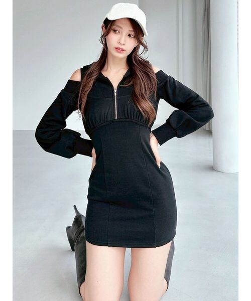 RESEXXY（リゼクシー）の「レイヤードフーディミニワンピース（ワンピース・レディース・ブラック/ライトグレー/チャコールグレー・FREE）」の22枚目の写真