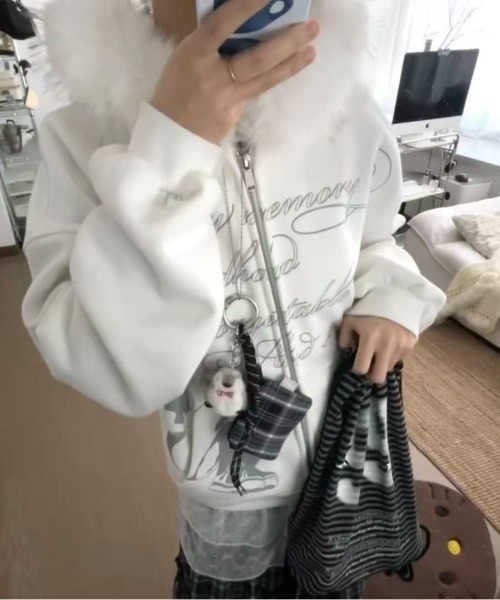 セール】25aw フェイクファーフーディジップパーカー(パーカー セール】25aw フェイクファーフーディジップパーカー(パーカー