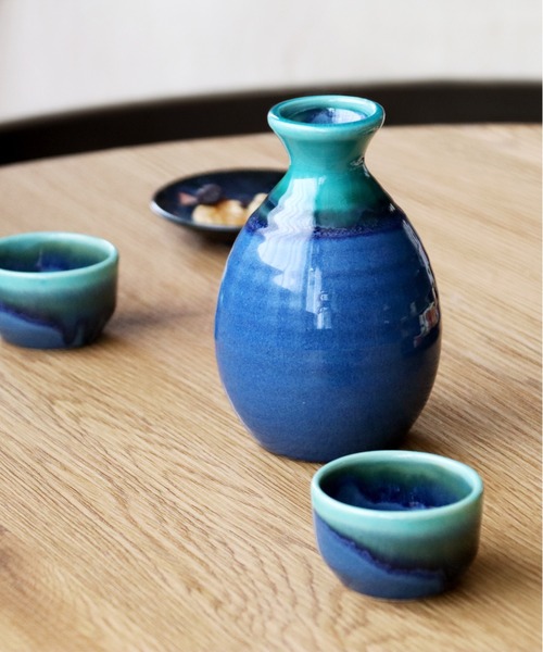 美濃焼》海のきらめきを閉じ込めた“トルコ均窯”酒器セット！手に馴染む