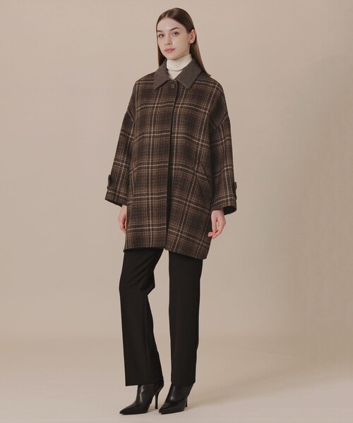 MACKINTOSH LONDON（マッキントッシュ ロンドン）の「【WEB・一部店舗限定】【ROSLEY/ロズリー】ウールリバーチェックコート（ステンカラーコート・レディース・ダークブラウン・38）」の3枚目の写真