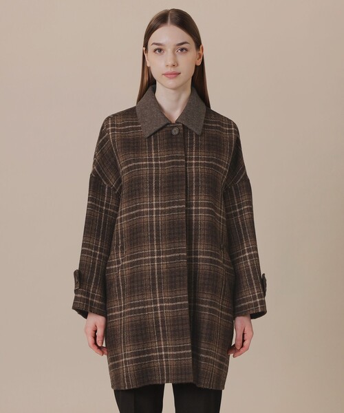 MACKINTOSH LONDON（マッキントッシュ ロンドン）の「【WEB・一部店舗限定】【ROSLEY/ロズリー】ウールリバーチェックコート（ステンカラーコート・レディース・ダークブラウン・38）」の4枚目の写真