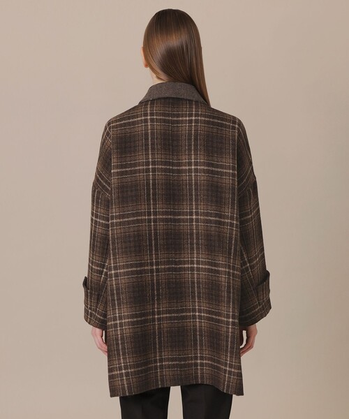 MACKINTOSH LONDON（マッキントッシュ ロンドン）の「【WEB・一部店舗限定】【ROSLEY/ロズリー】ウールリバーチェックコート（ステンカラーコート・レディース・ダークブラウン・38）」の6枚目の写真