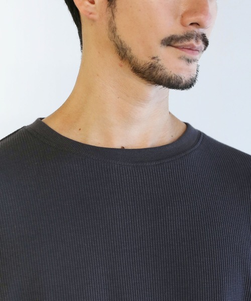 SPU（スプ）の「抗菌防臭ワッフルクルーネック＆ヘンリーネックロンT（Tシャツ/カットソー・メンズ・ホワイト/ブラック系/チャコール/ホワイト系/ブラック/グレー系・S/M/L/XL）」の21枚目の写真