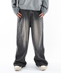 SHORT ROUND | SHORT ROUND/【25年秋冬新作】スーパーバギーラインストーンデニムパンツ(デニムパンツ)