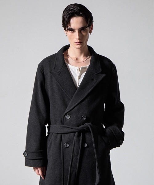 CLEL】Wool Blend Tech Melton Double Chester Coat / ウールブレンド