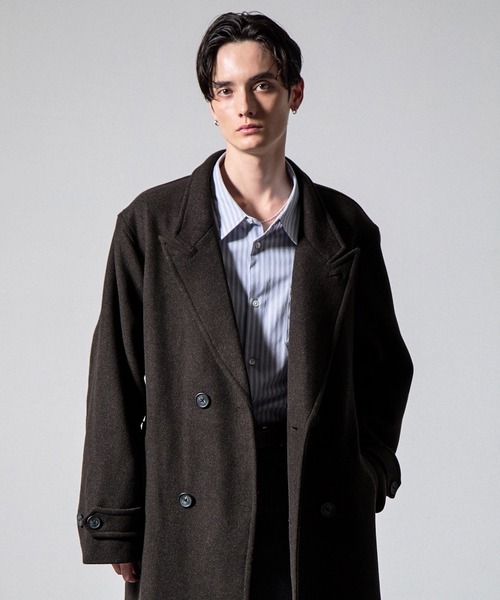 CLEL】Wool Blend Tech Melton Double Chester Coat / ウールブレンド