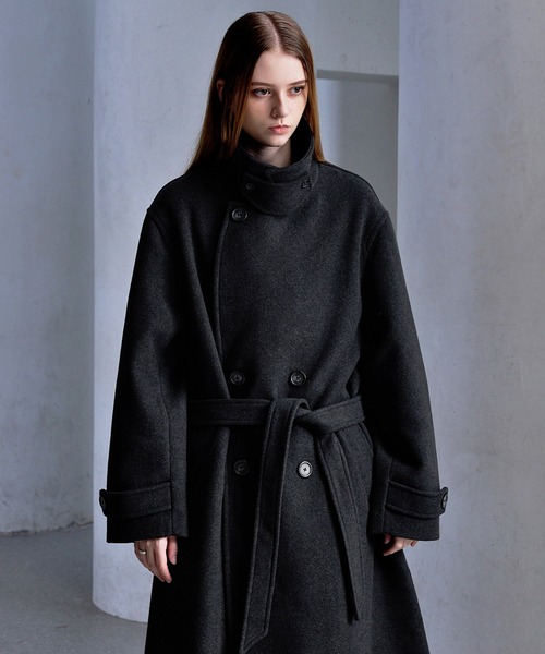 CLEL】Wool Blend Tech Melton Double Chester Coat / ウール