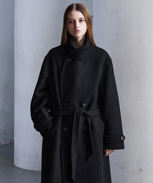 CLEL】Wool Blend Tech Melton Double Chester Coat / ウールブレンド