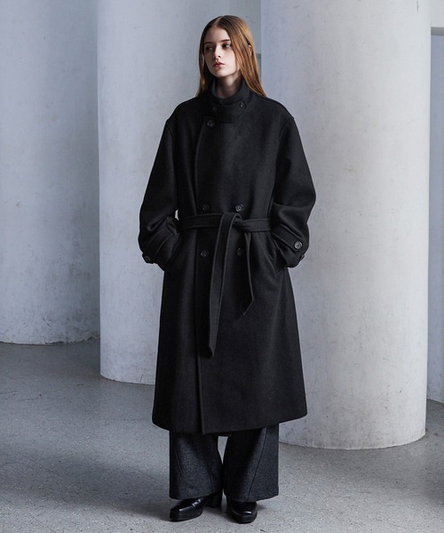CLEL】Wool Blend Tech Melton Double Chester Coat / ウール