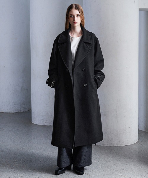 CLEL】Wool Blend Tech Melton Double Chester Coat / ウール