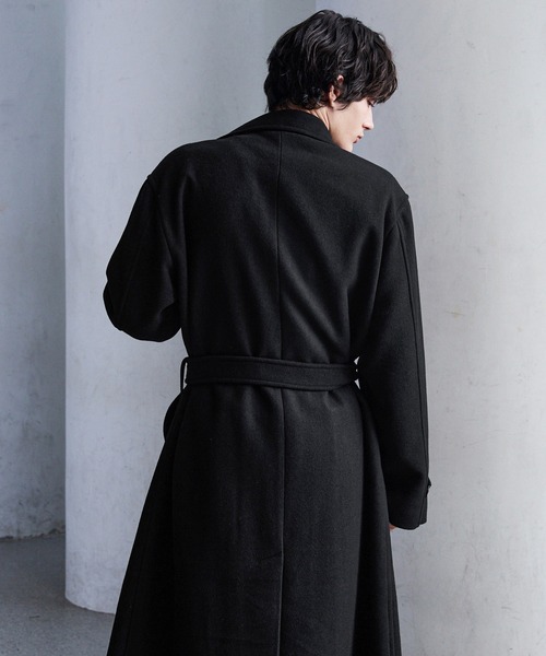 CLEL チェスターコート ブラック S CLEL チェスターコート コート 「CLEL」Loose Cord Lace Long