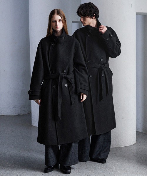 CLEL】Wool Blend Tech Melton Double Chester Coat / ウール