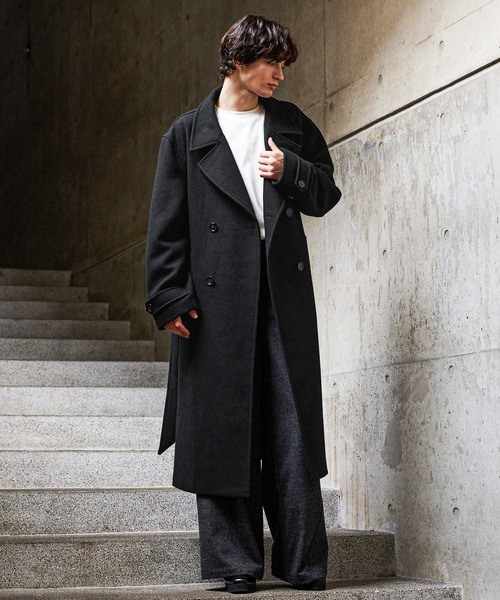 CLEL】Wool Blend Tech Melton Double Chester Coat / ウールブレンド