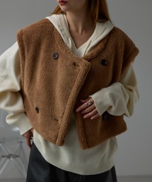 r. | テディボア　ノーカラーショートベスト(その他アウター)