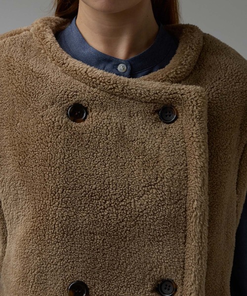 r.（アールドット）の「テディボア　ノーカラーショートベスト（その他アウター・レディース・キャメル/モカ/チャコールグレー/ライトベージュ・FREE）」の21枚目の写真