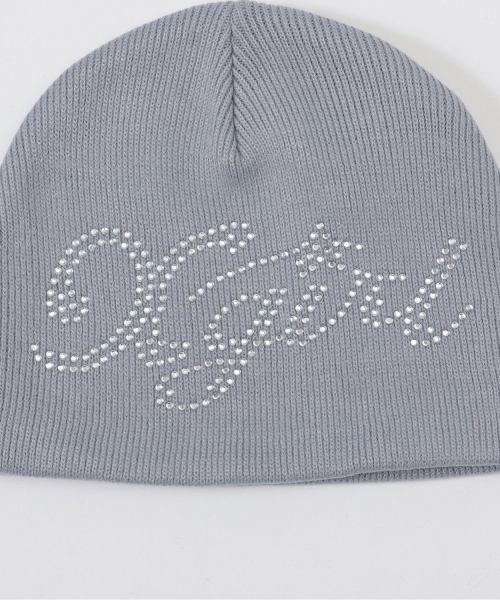 X-girl Stages（エックスガールステージス）の「ラインストーンロゴニットビーニー（ニットキャップ/ビーニー・キッズ・ライトブルー/ブラック・F）」の4枚目の写真