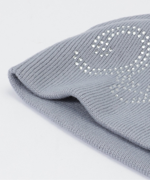 X-girl Stages（エックスガールステージス）の「ラインストーンロゴニットビーニー（ニットキャップ/ビーニー・キッズ・ライトブルー/ブラック・F）」の5枚目の写真