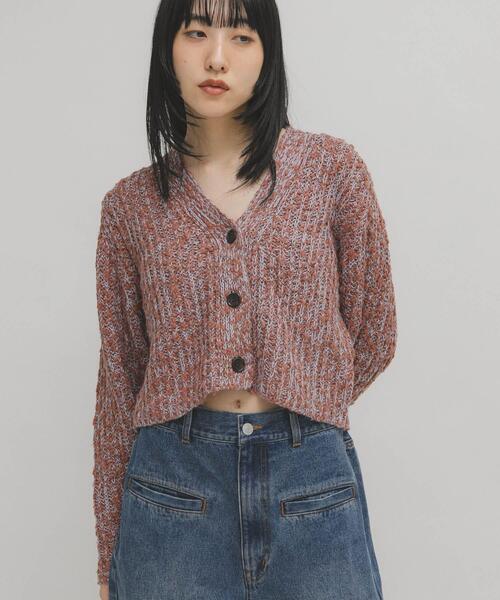 セール】スラブMIXショートカーディガン（ニット/セーター）｜KBF