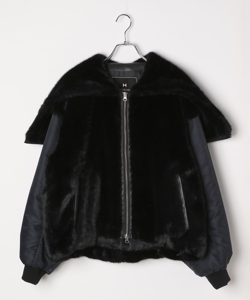 HEREIAM（ヘレイアム）の「【HEREIAM】異素材MIXで主役級。ドッキングファーブルゾン（ブルゾン・レディース・ブラック/ブラウン・FREE）」の8枚目の写真