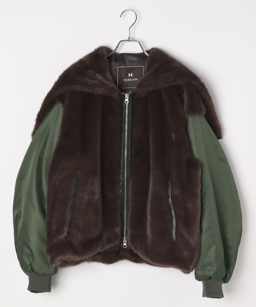 HEREIAM（ヘレイアム）の「【HEREIAM】異素材MIXで主役級。ドッキングファーブルゾン（ブルゾン・レディース・ブラック/ブラウン・FREE）」の10枚目の写真