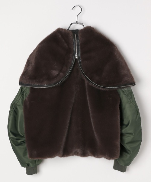 HEREIAM（ヘレイアム）の「【HEREIAM】異素材MIXで主役級。ドッキングファーブルゾン（ブルゾン・レディース・ブラック/ブラウン・FREE）」の11枚目の写真