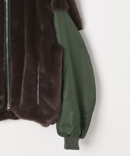 HEREIAM（ヘレイアム）の「【HEREIAM】異素材MIXで主役級。ドッキングファーブルゾン（ブルゾン・レディース・ブラック/ブラウン・FREE）」の14枚目の写真