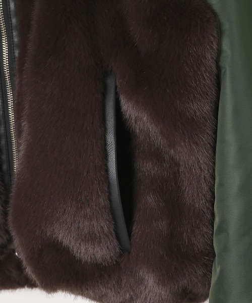 HEREIAM（ヘレイアム）の「【HEREIAM】異素材MIXで主役級。ドッキングファーブルゾン（ブルゾン・レディース・ブラック/ブラウン・FREE）」の16枚目の写真