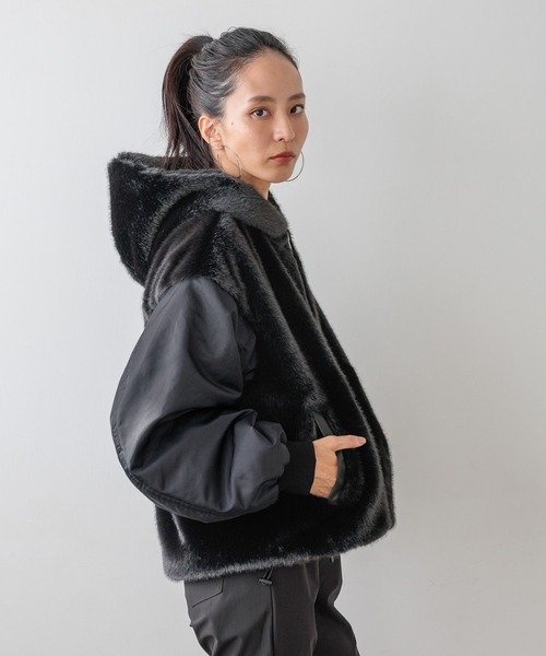 HEREIAM】異素材MIXで主役級。ドッキングファーブルゾン（ブルゾン