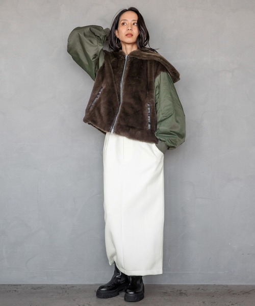 HEREIAM】異素材MIXで主役級。ドッキングファーブルゾン（ブルゾン