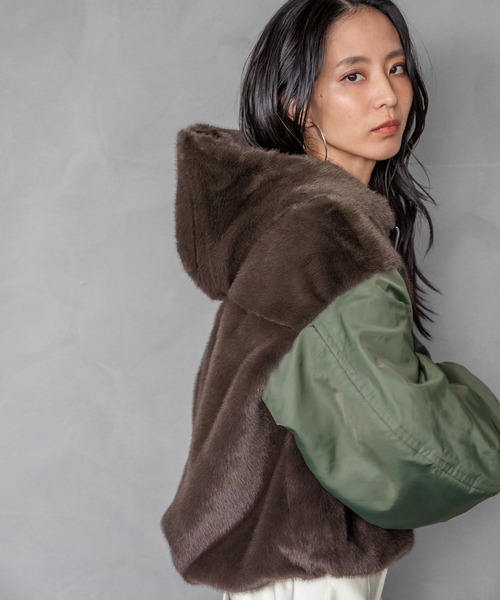 HEREIAM】異素材MIXで主役級。ドッキングファーブルゾン（ブルゾン