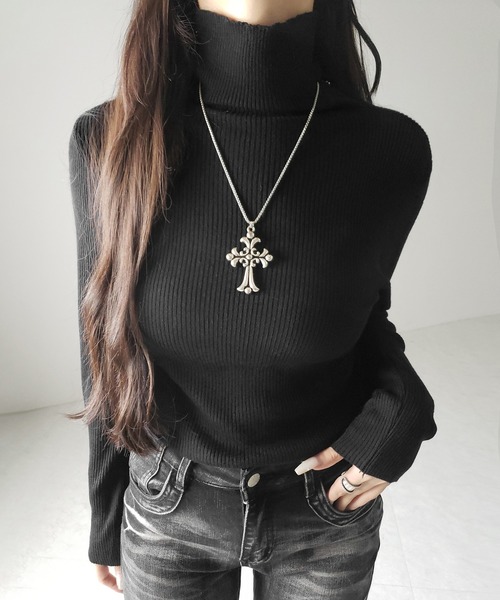 me+em select(ミームセレクト)の「【 3color 】 ハイネックスリムリブニットトップス / highneck slim lib knit tops(ニット/セーター・レディース・ブラック/アイボリー/グレー・FREE)」の22枚目の写真