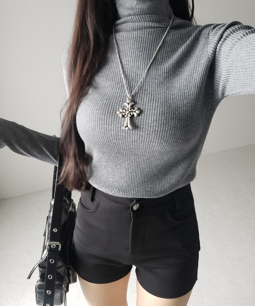 me+em select(ミームセレクト)の「【 3color 】 ハイネックスリムリブニットトップス / highneck slim lib knit tops(ニット/セーター・レディース・ブラック/アイボリー/グレー・FREE)」の16枚目の写真