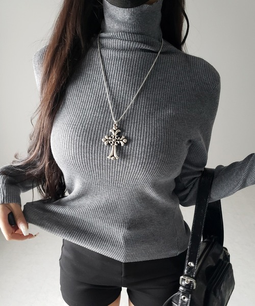 me+em select(ミームセレクト)の「【 3color 】 ハイネックスリムリブニットトップス / highneck slim lib knit tops(ニット/セーター・レディース・ブラック/アイボリー/グレー・FREE)」の20枚目の写真