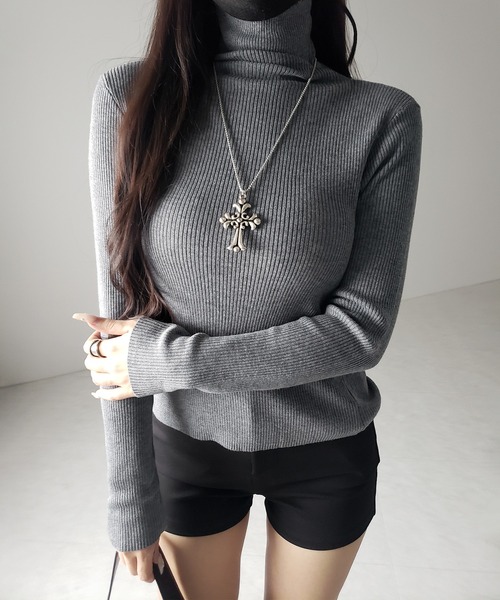 me+em select(ミームセレクト)の「【 3color 】 ハイネックスリムリブニットトップス / highneck slim lib knit tops(ニット/セーター・レディース・ブラック/アイボリー/グレー・FREE)」の19枚目の写真