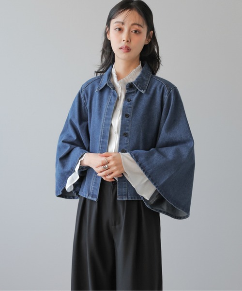 セール】フレアスリーブショートデニムジャケット（デニムジャケット