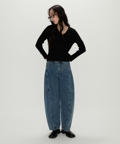 NUJOH(ヌゾ)の「Wide Panel Denim Pants / ワイドパネルデニムパンツ(デニムパンツ・レディース・チャコールグレー/ブルー・SMALL/MEDIUM)」の14枚目の写真