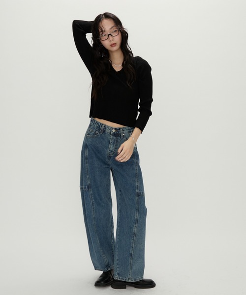 NUJOH(ヌゾ)の「Wide Panel Denim Pants / ワイドパネルデニムパンツ(デニムパンツ・レディース・チャコールグレー/ブルー・SMALL/MEDIUM)」の20枚目の写真