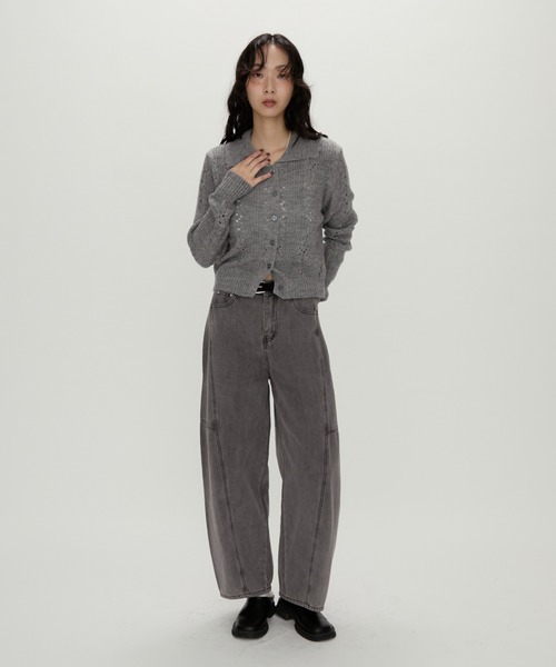 NUJOH(ヌゾ)の「Wide Panel Denim Pants / ワイドパネルデニムパンツ(デニムパンツ・レディース・チャコールグレー/ブルー・SMALL/MEDIUM)」の5枚目の写真